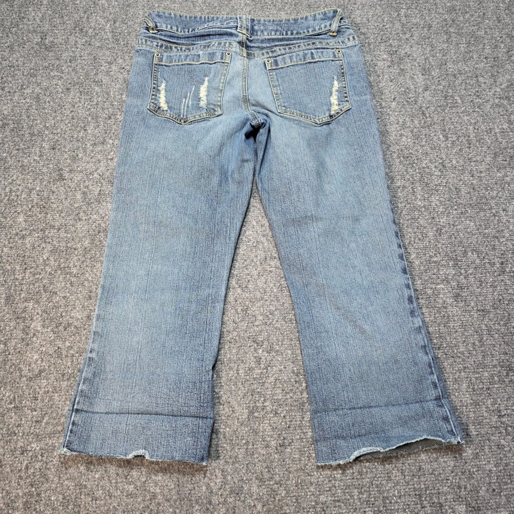 Vtg Y2K Arizona Jean Co Women's Low Rise Flare Jeans Size‎ 1 Distressed Crop - Picture 6 of 7